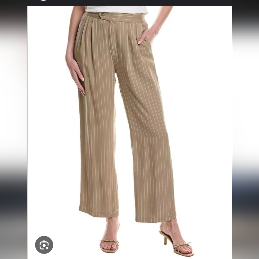 RVCA Brand New Wide Leg Dress Pants Khaki Striped